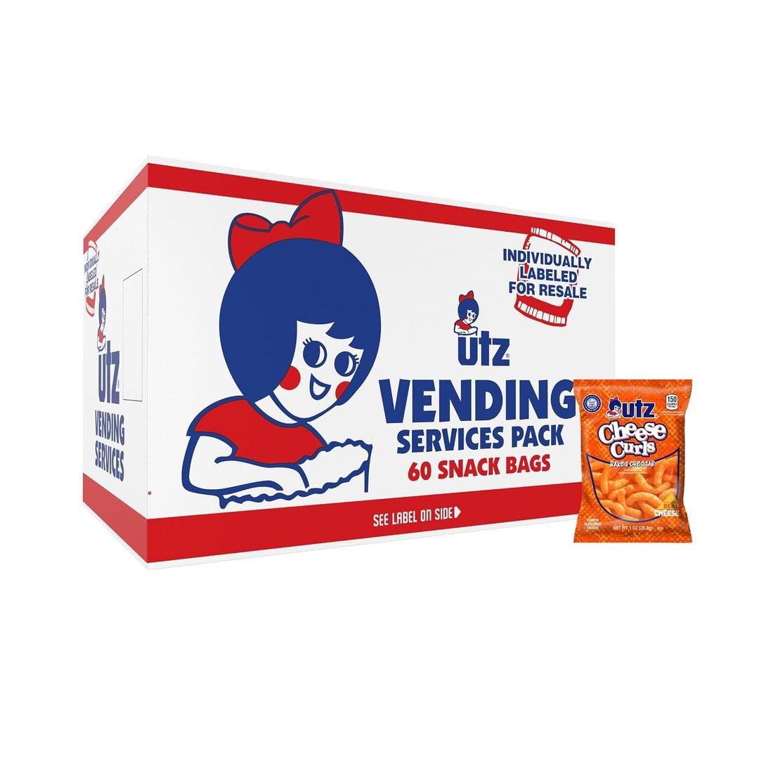 Utz Cheese Curls, Baked Cheddar 1 oz. Bags (60 Count) Made with Real Cheese, Crunchy Individual Snacks to Go, Cholesterol Free, Trans-Fat Free, Gluten Free Snacks, BBD: JUL 06/2026