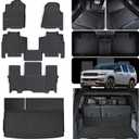 Floor Mats for 2022-2024 2025 Jeep Wagoneer (Not Fit for L or 8 Set) with Trunk Mat,TPE All Weather Protection 3 Rows Car Floor Liners with Cargo Liners,Black