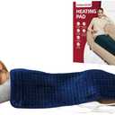 Ambershine 17''x33'' XXXL King Size Heating Pad with Fast-Heating Technology&6 Temperature Settings, Flannel Electric Heating Pad/Pain Relief for Back/Neck/Shoulders/Abdomen/Leg(Dark Blue)