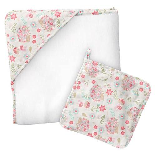 Stephen Joseph Baby Muslin Hooded Towel with Washcloth, Hedgehog