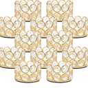 VINCIGANT Pack of 12 Gold Crystal Tea Light Candle Holders for Wedding Home Table Centerpiece Decoration, Valentine's Day Gifts (Candle Excluded)