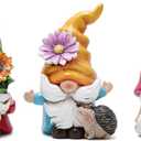 Hodao Set of 3 Spring Gnome Decorations Flower Gnomes Ornaments Decor Summer Outdoor Figurines Spring Elves for Porch, Garden Yard, Flower Bed Garden Gifts for Women, Mom
