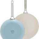 GreenPan Padova Pro 8" and 10" 2 Piece Frying Pan Skillet Set, Hard Anodized Healthy Ceramic Nonstick PFAS-Free Cookware, Induction Suitable, Stainless Steel Handle Dishwasher and Oven Safe, Blue Haze