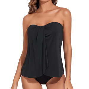 Tempt Me Two Piece Tankini Bathing Suits for Women Halter Bandeau Swim Top with Bottom Flyaway Tummy Control Swimsuit M