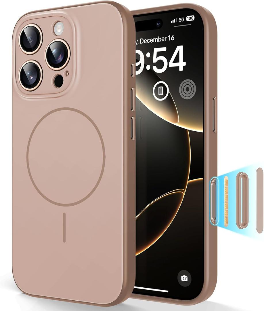 3 x TAURI for iPhone 16 Pro Case, Upgrade Full Camera Protection, Camera Control, Compatible with Magsafe, Minimalist Slimmer Magnetic Phone Case for iPhone 16 Pro, Desert