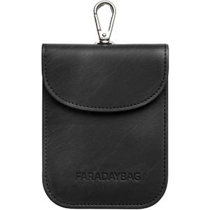 Faraday Key Fob Protector - Real Leather Premium Signal Blocking Pouches - RFID Blocking Car Key Security Shield (Black)