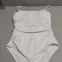 SUUKSESS Women One Piece Tummy Control Swimsuit Crisscross Backless Bathing Suit Size M, White