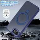 for iPhone 17e/16e Case,with Magnetic Invisible Stand [Compatible with MagSafe] Shockproof Slim Translucent Anti-Slip Military Drop Protection Cover,Navy Blue