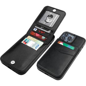 KIHUWEY Compatible with iPhone 14 Pro Max Case Wallet with Credit Card Holder, Flip Premium Leather Magnetic Clasp Kickstand Heavy Duty Protective Cover for iPhone 14 Pro Max 6.7 Inch (Black)
