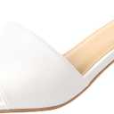 PIZZ ANNU Women's Square Open Toe Heels Sandals Low Block Chunky Heeled Sandal Slip on Mules Comfortable Casual Dress Pumps Shoes (9, Off-White)