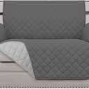 Easy-Going Reversible Chair Cover Washable Sofa Cover for Dogs Water Resistant Couch Slipcover Furniture Protector Cover with Adjustable Straps for Pets (Chair 30 in, Gray/Light Gray) (Small-XXL Chair)