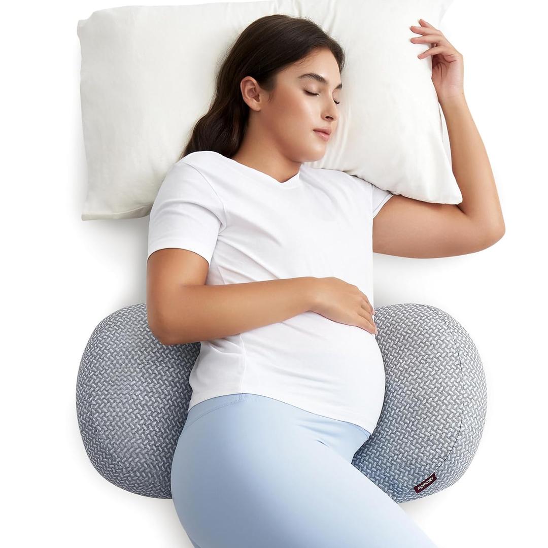 Momcozy Memory Foam Portable Pregnancy Pillow  W Shaped Maternity Great Support for Side Sleepers, Adjustable Travel Wedge Pillow for Back, Belly, and Hip Relief, Ideal for Pregnant Women, Grey