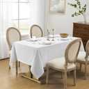 Softalker Linen Textured Rectangle Tablecloth, Waterproof Wipeable Farmhouse Burlap Table Cloth, Stain Resistant Wrinkle Free Table Covers for Kitchen Dining Holiday Party (60 x 104, White)