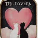 WUHSDIBC Vintage Black Cat Octagon Wall Art Decor, The Lovers Cats Framed Canvas Art Prints, Cute Tarot Wall Hanging Decor for Girls Dorm Couples Bedroom, Valentines Gift for Kids Women 10.2x7 Inches