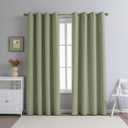PFAS Free SageGreen Linen Curtains 63 inch Length 2 Panels Set Burg 100% Blackout Long Drapes for Bedroom Living Room Blackout Darkening Curtain Thermal Insulated (52x63 inch,SageGreen)