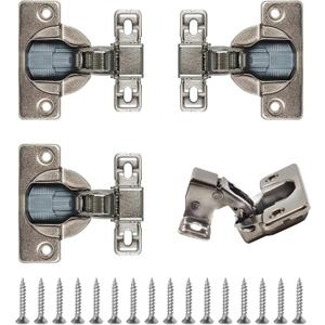 4 Pack Soft Closing Cabinet Hinges  HhdvdyWgd Concealed Hidden Hinges for Kitchen Cabinets, Self-Closing Adjustable Overlay, Durable Carbon Steel, Face Frame (Titanium Gold)