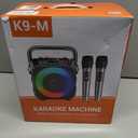 Karaoke Machine, Portable Bluetooth Speaker with 2 Wireless Microphones for Adults & Kids with Lights, Karaoke Microphone with PA System Supports USB/TF/FM/AUX for Home Party Home System Packages (Black)