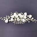 Bridal White Hair Accessories Elegant Ceramic Flower Pearl Hair Piece with Comb for Wedding Party