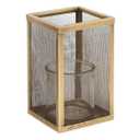 MY SWANKY HOME Contemporary Minimalist Gold Mesh Cage Candle Holders Square Pillar Hurricanes 10"×6"