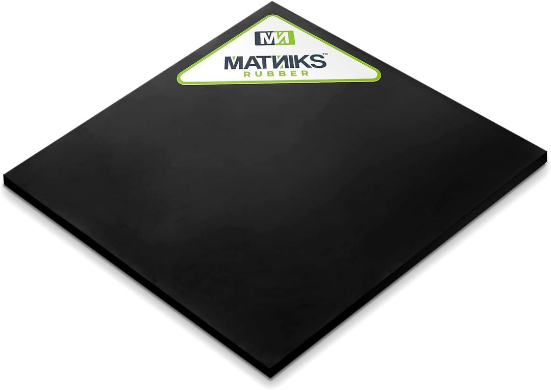 MATNIKS Neoprene Rubber Sheet, Heavy Duty, High Grade 60A, Black, 12x12-Inch by 1/4-inch Thick (+/- 5%) for Plumbing, Gaskets DIY Material, Supports, Leveling, Sealing, Protection, Abrasion, Flooring