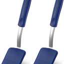 Silicone Cookie Spatula Turner 2 Pack Mini Brownie Spatula Flexible Kitchen Small Silicone Turner for Nonstick Cookware Heat Resistant No Scratch Flipper for Egg Pancake (Blue)