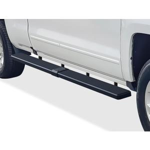 APS Wheel to Wheel Running Board 6in Compatible with Chevy Silverado GMC Sierra 2007-2018 Double Cab Extended Cab 6.5ft Bed & 2500 3500 2019 (Exclude 07 Classic) (Nerf Bars Side Steps Side Bar) (Aluminum Black)