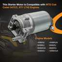 Electric Starter Motor Compatible with MTD Cub Cadet 547cc, XT1 LT42 Engines Models 4X90HU, 8X90KU, 9X90HU, AX90HU Replaces# 725-06300, 925-06300