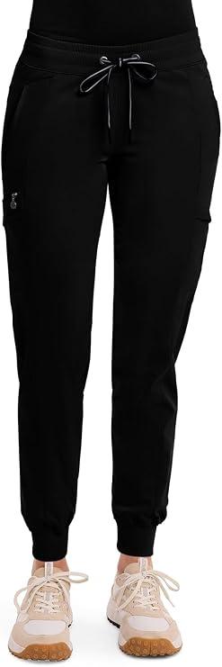 Healing Hands Purple Label Women's Jogger Scrub Pant with 7 Pockets 2-way Stretch, Moisture-Wicking Fabric, Adjustable Drawstring Waistband, Rib-Knit Waist & Cuffs, Quick Dry, For Active Wear, Black, XL