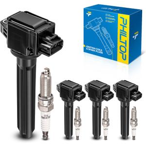PHILTOP Ignition Coil Pack and Iridium Spark Plugs Fits for Mitsubishi 2014-2019 Outlander 2.4L, 4PCS UF814