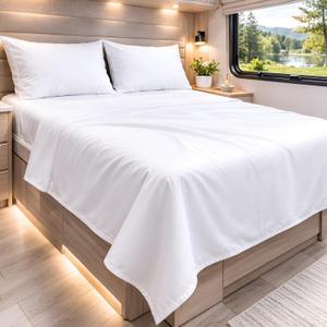 Cottington Lane RV King Sheets 100% Egyptian Cotton, RV King 72" x 80" Premium Quality 4 Piece Sheet Set for Campers & Motorhomes, High Thread Count White Solid with 6-10" Deep Pocket