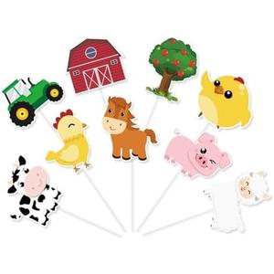 WERNNSAI 36 PCS Farm Cupcake Toppers - Farm Animal Birthday Decorations Animal Cake Toppers Picks Barnyard Party Decorations for Kids Baby Shower Birthday Tractor Theme Party Supplies