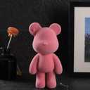 Bear Sculpture, Resin Animal Statue Home Decor, Art Figurine Home Ornament Decoration for Office, Living Room, Bedroom, Book Shelf, TV Cabinet, Desktop (Pink)