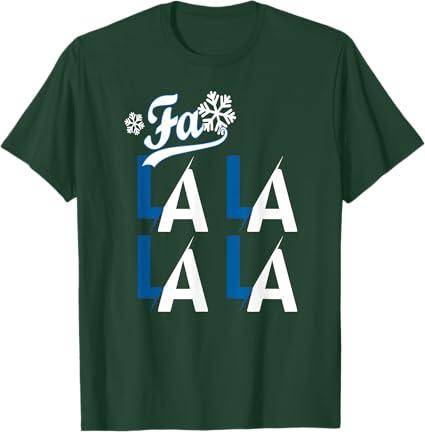 Funny LA Baseball Fan Christmas FA La La Holiday Blue Theme T-Shirt, M