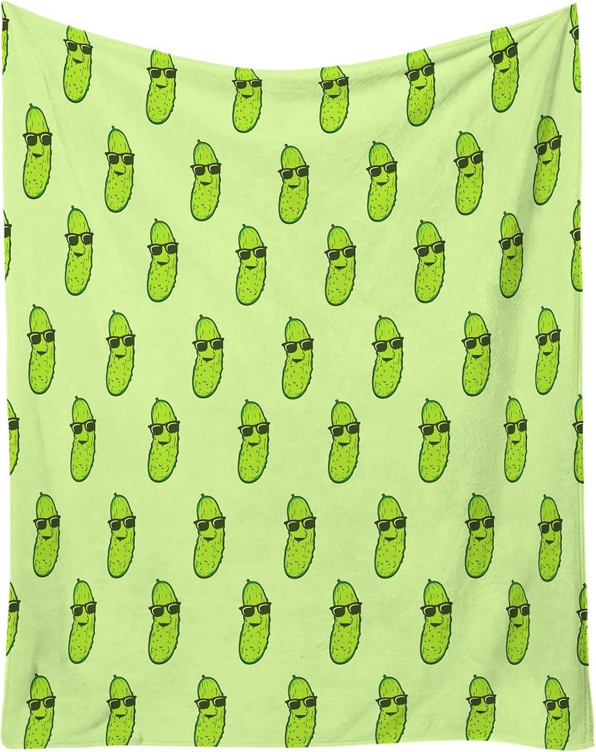 Pickle Blanket for Girls - 50x60 Inches Throw Size - Soft Fuzzy Plush Throws Gift - Green Funny Throw Blanket for Bed, Couch, Sofa
