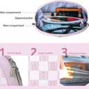 BOYATU Vegan Leather Cosmetic Bag: Refined Pattern Pouch with Built-In Tethered Pull-Out Mirror - Quick Touch-Ups Anywhere - Compact&Lightweight Easy to Carry(021-Purple)