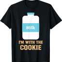 I'm with The Cookie and Milk Matching Best Friend Couples T-Shirt, Size M