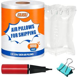 1000 Count Air Pillows for Shipping With Pump, 3.54" x 7.87" Inflatable Packing Air Bags Shipping Supplies, Box Filler Alternative to Packing Peanuts Small Transport Company, Moving & Gift Wrapping