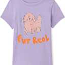 Amazon Essentials Girls and Toddlers' Short-Sleeve T-Shirts (X-Large, Lilac Dog)