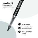uni-ball Vision Elite Rollerball Pens Fine Point Micro Tip, 0.5mm, Black, 12 Pack