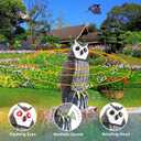 Solar Bird Repellent, Owl Decoy Bird Deterrent Devices Outdoor with Flashing Eyes & Realistic Sound & Rotating Head, Intelligent Animal Repeller for Home, Garden, Patio, RV, Halloween