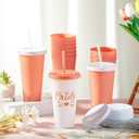 2 x 16 Pcs Babe Bachelorette Cups Bachelorette Party Tumbler with Lids and Straws Bridesmaid Cups Bridal Cup Plastic Travel Mug for Wedding Bachelorette Party Supplies Gifts (White, Rose Gold,24 oz)