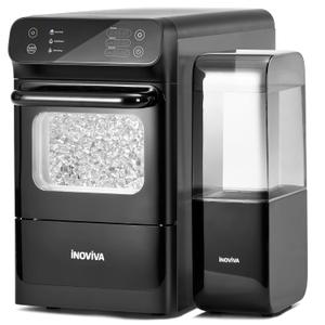 INOVIVA Nugget Ice Maker with 1.2 Gallon Tank, 40lbs/ 24H Soft & Chewable Ice, Automatic Water Supply, Preset Time, Self-Cleaning, Multifunctional Pellet Ice Machine for Home & Kitchen