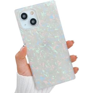KERZZIL Cute Rectangle Compatible with iPhone 13 6.1-inch Case,Slim Colorful Sparkle Glitter Soft TPU Protective Durable Cases Cover Compatible with iPhone 13(Pearl)