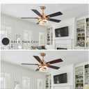 52" Gold Ceilling Fans with Lights Modern Chandelier Fan DC Motor Dimmable Led Fandelier Ceiling Fan with Light for Bedroom, Living Room
