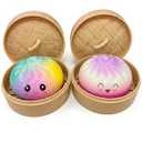 2 PackGlitter Rainbow Dumpling Squeeze Fidget,Soft PU Stress Relief Squeeze Ball for Adults,Slow Rising Squishy, Cute Anxiety Relief Decompression,PU Materia Fidget for Office or Party Favor. (A2)