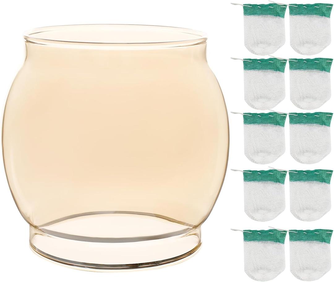 10-Pack Lantern Mantles & Glass Globe Replacement, Compatible with Coleman Lantern Parts & Ozark Trail Lanterns, Fits R690B051 & Other Fuel Lantern Models 200A/B,242/A/B/C