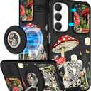 for Samsung Galaxy A25 5G Phone Case - [2in1] Women Cute Girls Phone Cover Skull Skeleton Cool Design Camera Cover Compatible with MagSafe Ring Holder Stand for Samsung A25 5G Cases 6.5