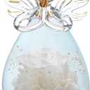 ANLUNOB Birthday Gifts for Grandma Mom - Glass Angel with Rose Inside - Gifts for Friends - Anniversary Wedding Christmas - Thanksgiving Day Gift for Her - Mother Day White Rose Gift (F-white)