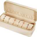 Bescott Bracelet Jewelry Box with 1 Removable Roll - Holder stores Bracelets Bangles Watches Display on Stand or Dresser (Beige-Large-12.2X4.5"X4.5")
