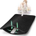 28"x48" Cat Litter Mat, EVA & Fabric Double Layer Design Waterproof Bottom Cat Litter Mat,Anti-slip Litter Box Mat,Easy To Catch Pet Litter,Easier To Clean,Washable,Soft on Paws,Large Capacity,Black